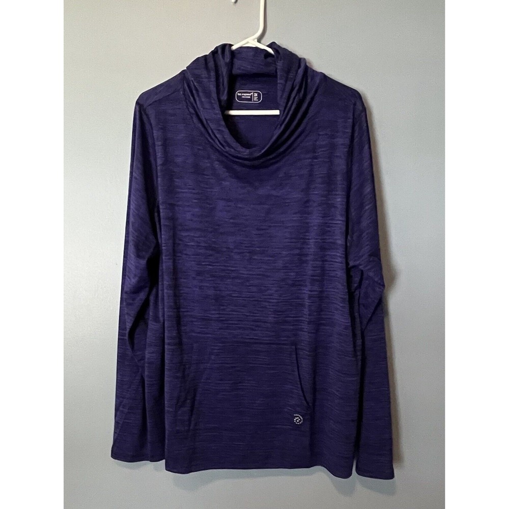 Be Inspired Activewear Royal Blue And Black Cowl Neck Plus Size 2X Pullover